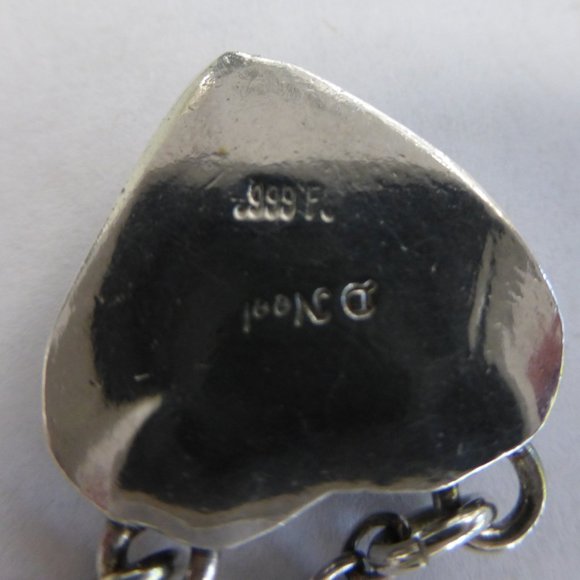 Cast 999 Silver Brutalist Heart Necklace Pendant - Picture 4 of 6